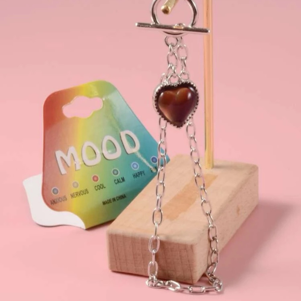 New Y2K Sterling Silver Temperature Heart Charm Mood OT Buckle Chain Bracelet - Picture 13 of 13